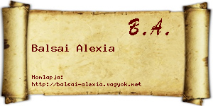 Balsai Alexia névjegykártya